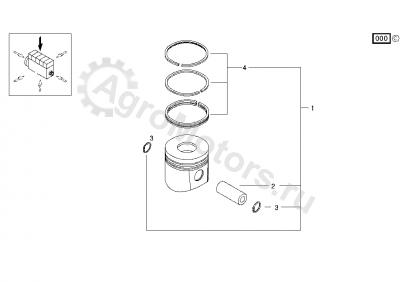 04501353 Поршень в сборе (поршневые кольца, палец, стопор) Вид 2